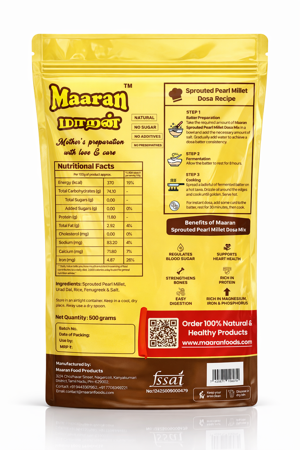 Sprouted Pearl Millet Dosa Mix (500 gm)